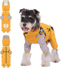 Dog Raincoat, Waterproof Dog Rain Jacket with Integrated Harness, Removable Hood, Lightweight, Double Layer, 4-Leg Pet Poncho for Small, Medium and Large Dogs and Puppies, XL