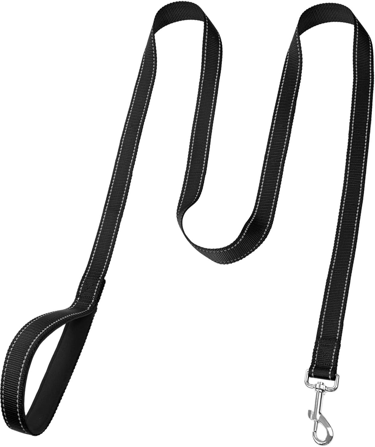 6FT Reflective Dog Leash with Soft Padded Handle for Training,Walking Lead for Medium & Small Dogs,3/4 Inch Wide,Black