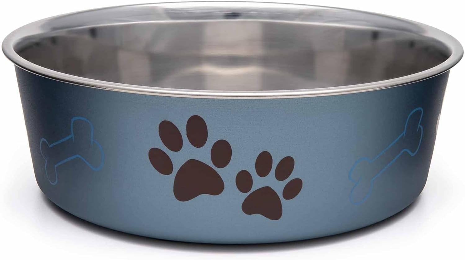 Dog Bowls- Stainless Steel Dog & Cat Bowls - Spill Proof Dog Food Bowl, Cat Bowl, Puppy Essentials & Pet Supplies Great for Home & Travel (Large 35-65 lbs, Blueberry)