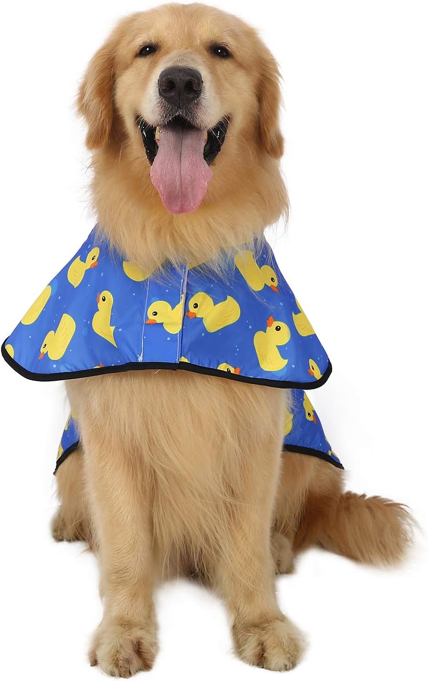 Dog Raincoat Hooded Slicker Poncho for Small to X-Large Dogs and Puppies (Rubber Ducks, Large)