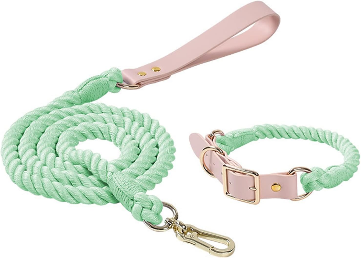 Pet Leash Dog Collars Pet Dog Leash Lead for Small Medium Large Dogs Pitbull Bulldog Pugs Beagle Outdoor Walking Rope (Color : Orange-Collar Size : S) (Green Set)