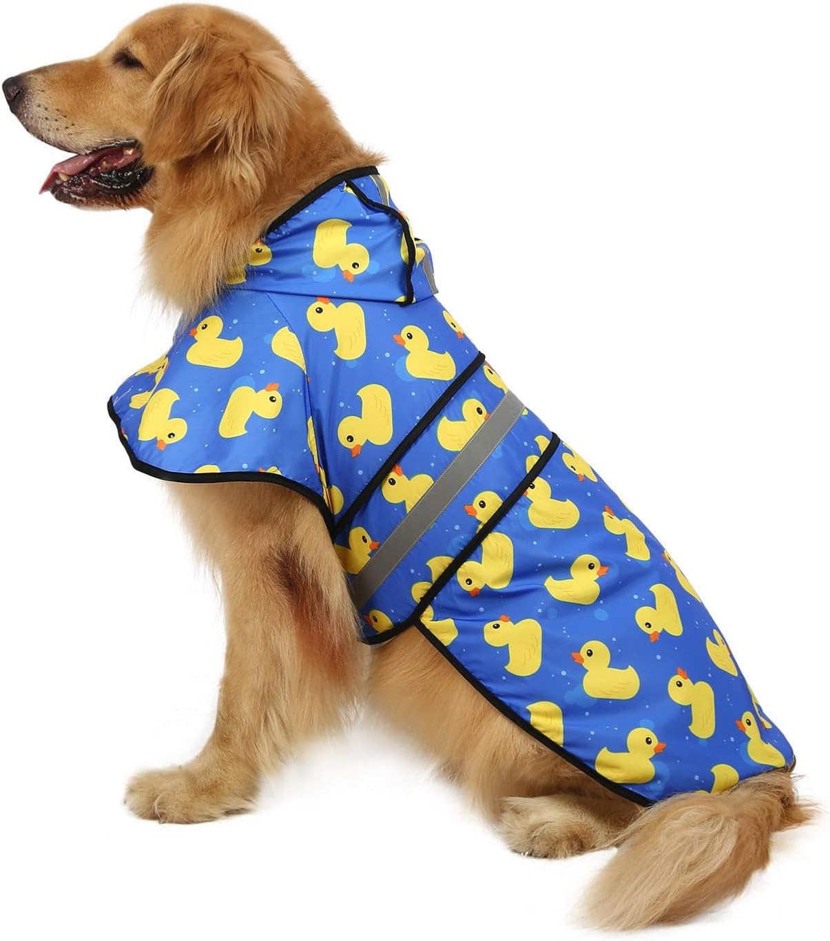 Dog Raincoat Hooded Slicker Poncho for Small to X-Large Dogs and Puppies (Rubber Ducks, Large)