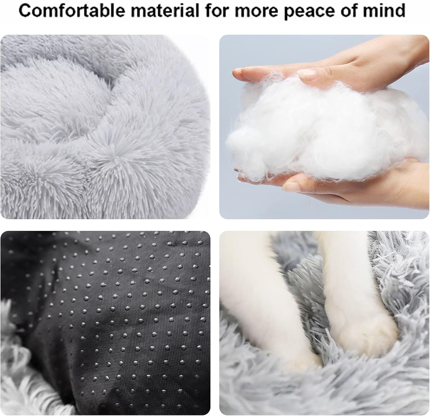 20-Inch Washable Round Calming Pet Bed with Soft Cozy Design and Slip-Resistant Bottom for Cats and Dogs