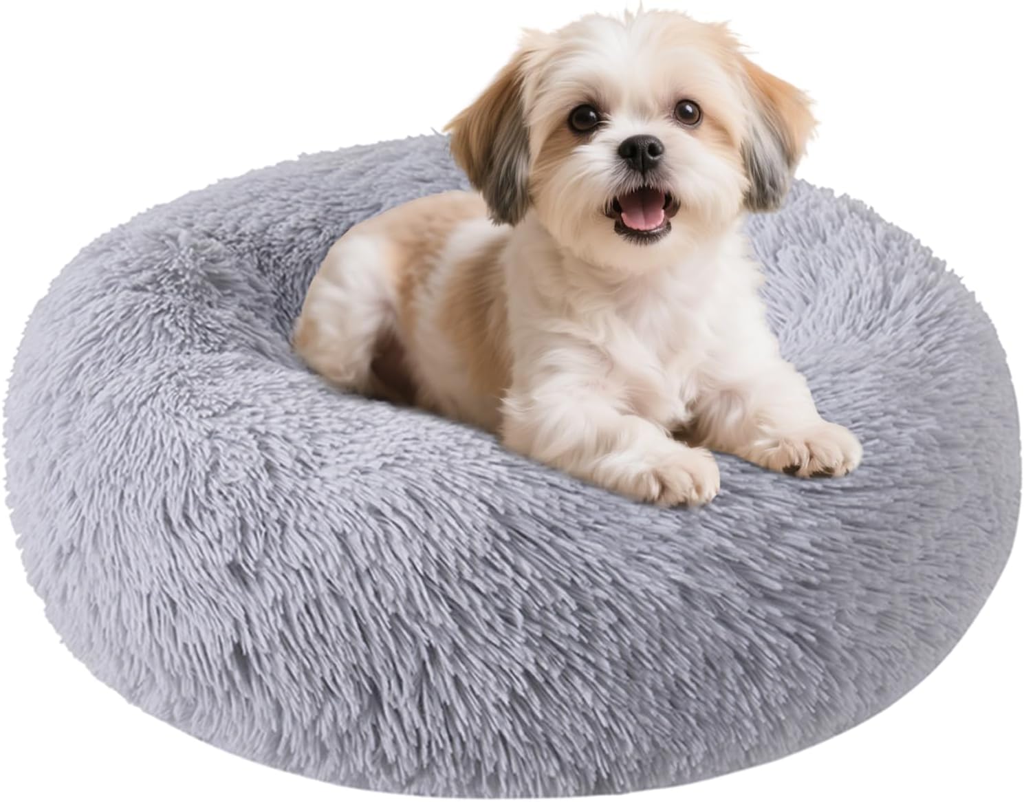 20-Inch Washable Round Calming Pet Bed with Soft Cozy Design and Slip-Resistant Bottom for Cats and Dogs
