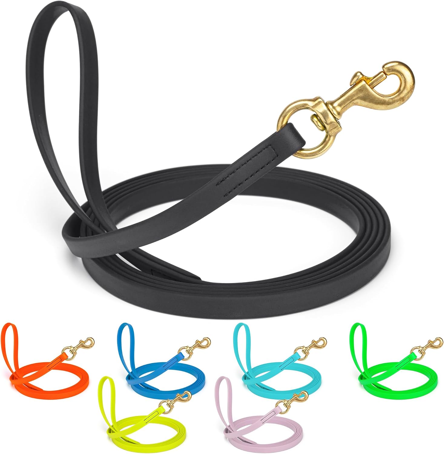 Working Tracking Lead Leash Long Line for Dogs 2 Colors and 6 Sizes, Black, 5/8" x 33ft