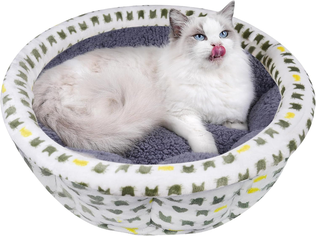 Super Soft Machine Washable Faux Fur Donut Cuddler Bed for Anti-Anxiety Support in Cats and Puppies, Gray
