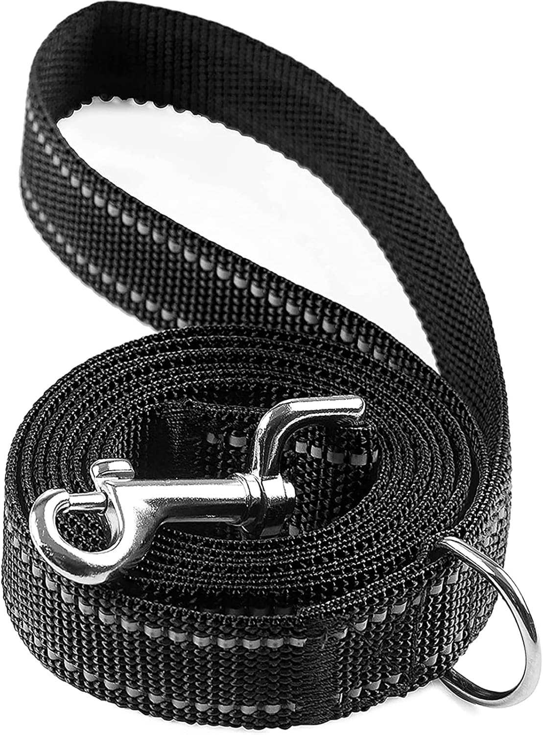 Reflective Dog Leash with D Ring for Large&Medium and Small Dogs, Padded Handle Nylon Dogs Leashes for Walking and Training (Black, 1 inch X 6 FT)