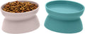 Elevated Cat Bowls (Set of 2), Whisker-Friendly Raised Cat Food & Water Dishes, Modern Pedestal Design, Dishwasher Safe, 6.5 oz Each – Teal & Light Pink