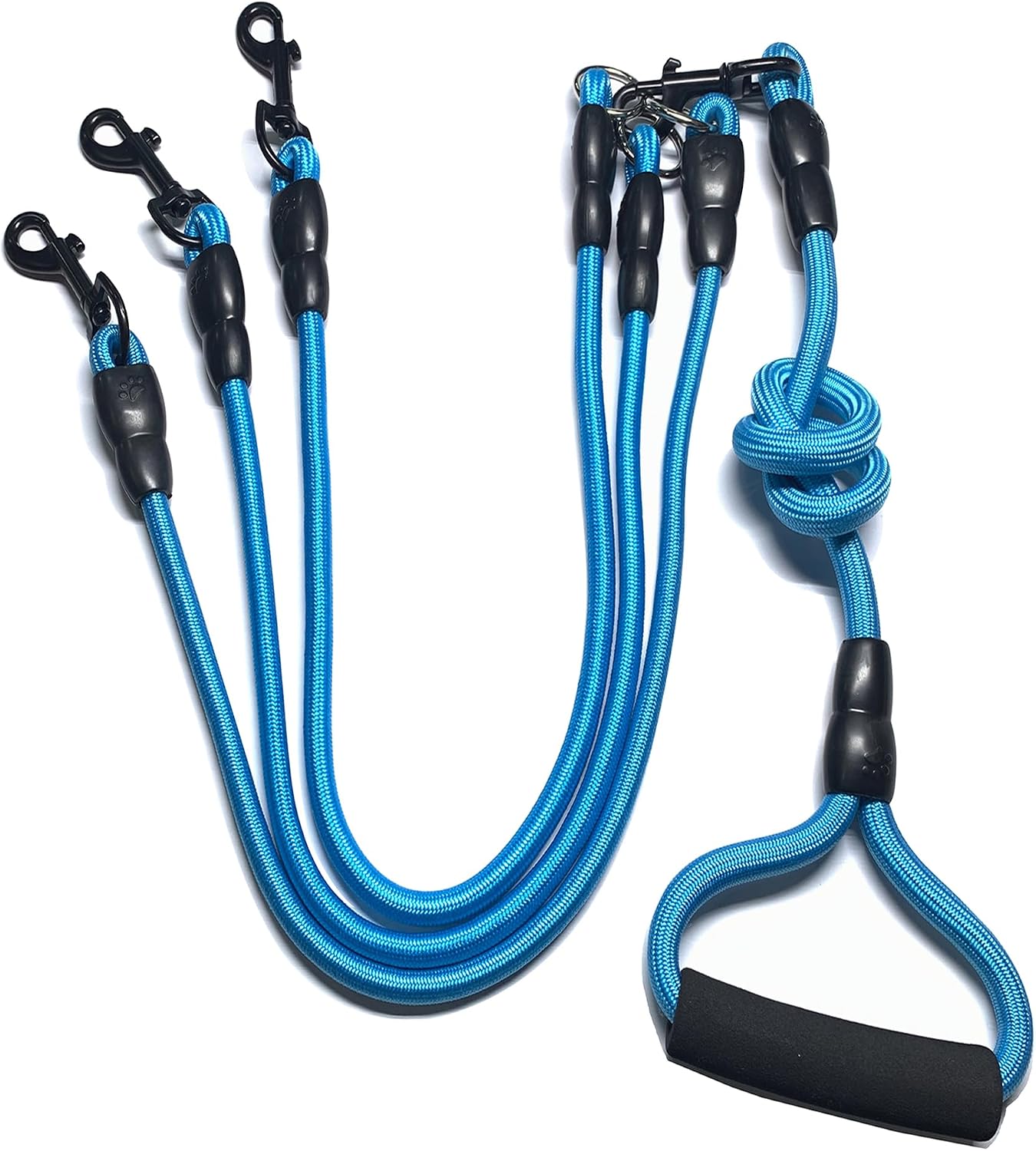 3 in 1 Durable Nylon Dog Leash with Padded Handle, 360° Swivel No Tangle Climbing Rope Removable Pet Traction Rope, Lead for Medium Large Dogs Blue