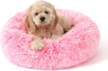 Plush Faux Fur Anti-Anxiety Donut Pet Bed with Machine Washable Cover and Non-Slip Base for Cats and Small Dogs