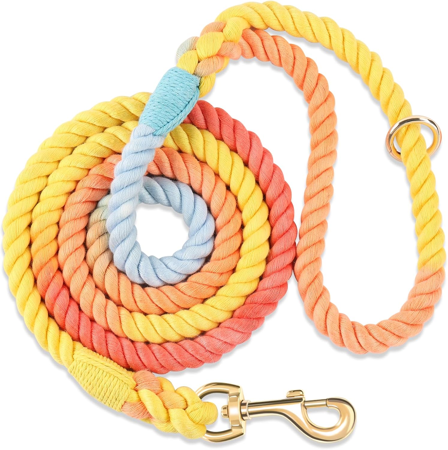 5 FT Dog Leash Handmade Braided Rope Dog Leash for Small Medium and Large Dogs, Colorful Rainbow
