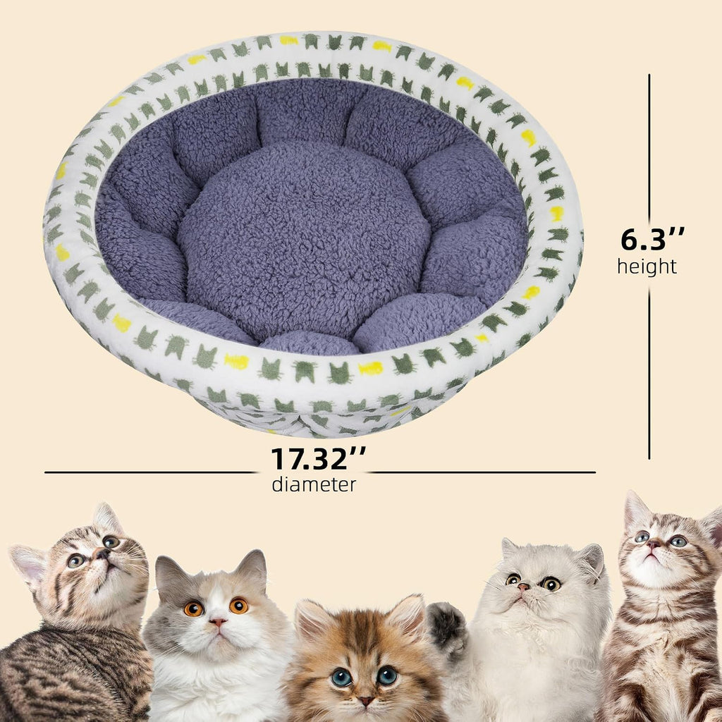 Super Soft Machine Washable Faux Fur Donut Cuddler Bed for Anti-Anxiety Support in Cats and Puppies, Gray